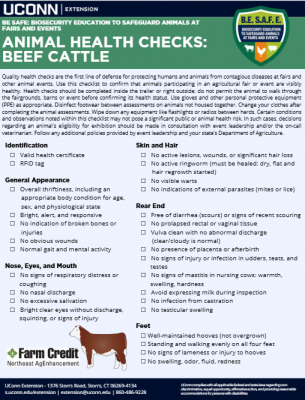 BE SAFE Beef Health Checklist - ADA compliant pdf linked on the website.